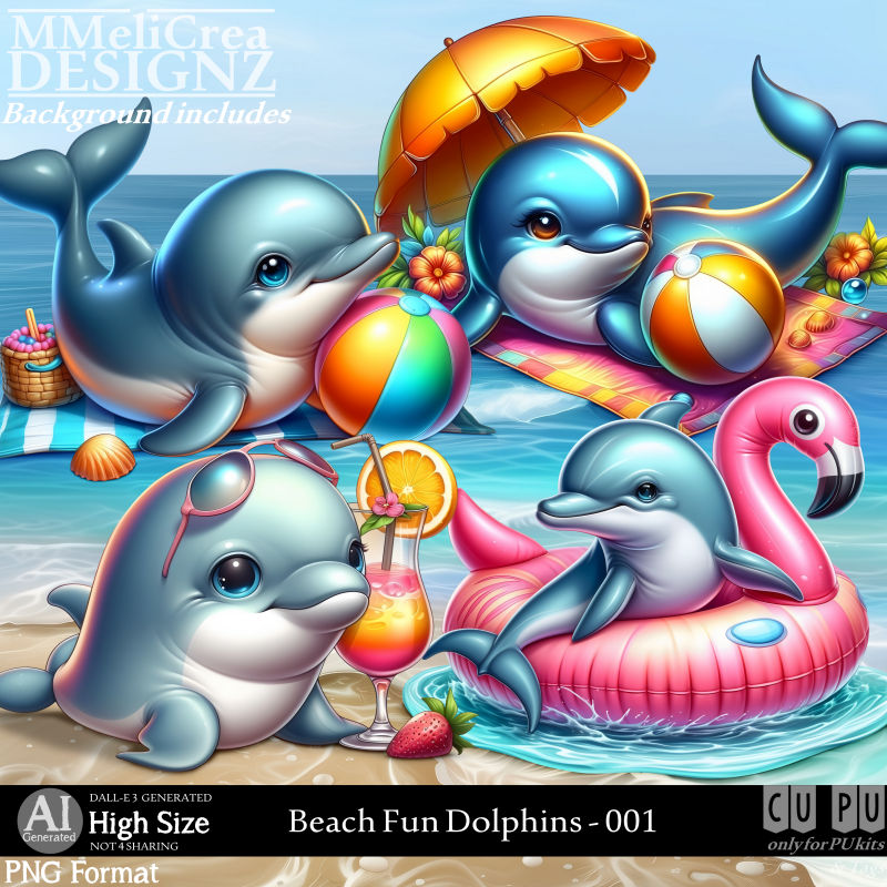 AI - Beach Fun Dolphins - CU001 (CU4PU/PNG) AI - Beach Fun Dolphins - CU001 (CU4PU/PNG)